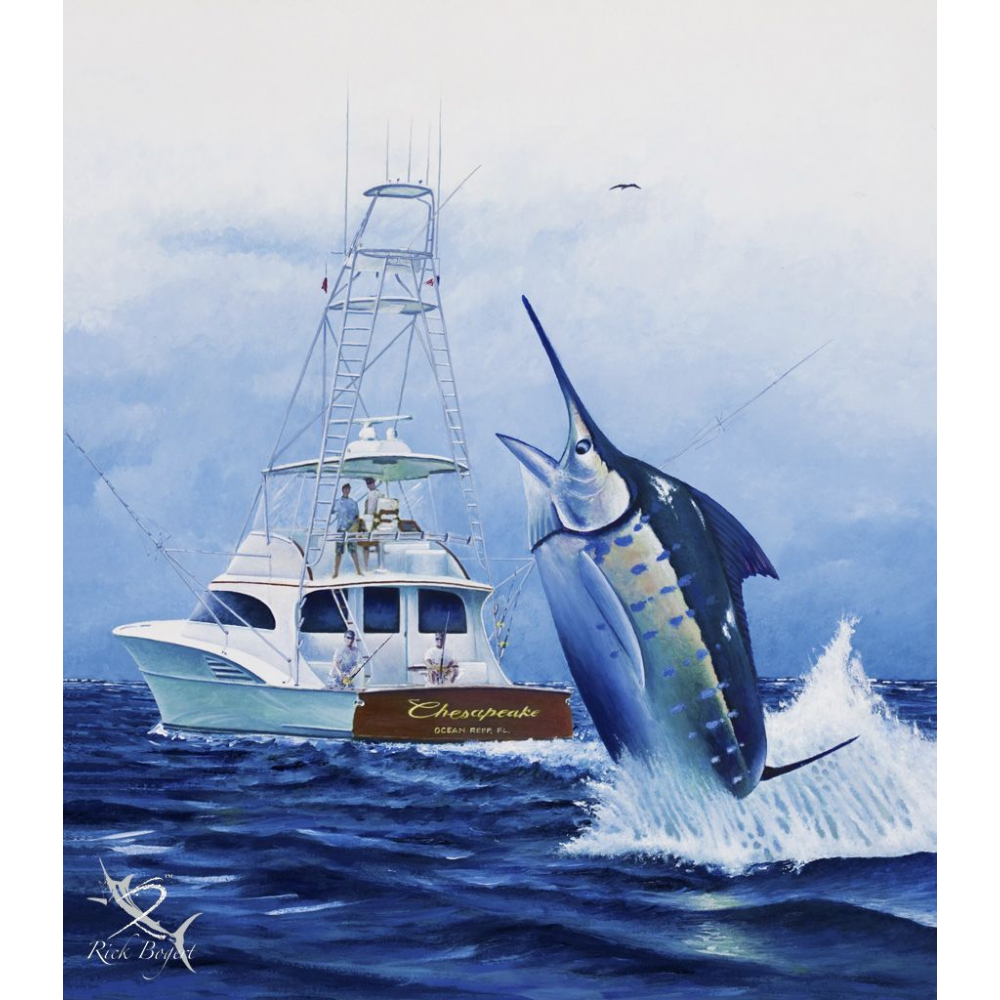 Rick Bogert Commission Painting of the Chesapeake Sportfishing Boat